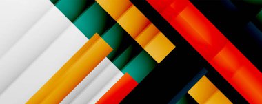 Gölge çizgileri, modern formlar, dikdörtgenler, kareler ve akışkan eğimlere sahip geometrik soyut arkaplanlar. Parlak renkli çizgiler serin arkaplanlar