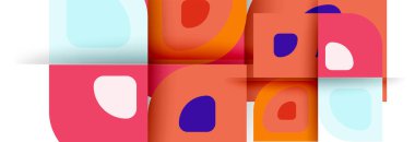 Soyut yuvarlak şekiller ve gölge efektleri tekrarlanan vektör modern geometrik arkaplan kümesi