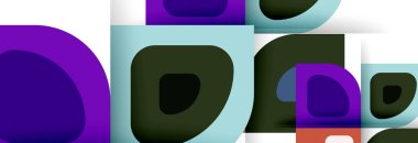 Soyut yuvarlak şekiller ve gölge efektleri tekrarlanan vektör modern geometrik arkaplan kümesi