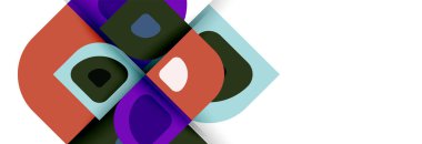 Soyut yuvarlak şekiller ve gölge efektleri tekrarlanan vektör modern geometrik arkaplan kümesi