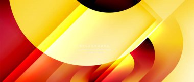 Çizgiler ve modern formlarla vektör geometrik arkaplan. Soyut yuvarlak şekiller, gölge ve ışık efektleri ile akışkan eğimli