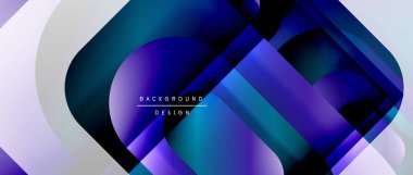 Çizgiler ve modern formlarla vektör geometrik arkaplan. Soyut yuvarlak şekiller, gölge ve ışık efektleri ile akışkan eğimli