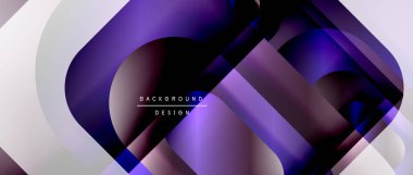 Çizgiler ve modern formlarla vektör geometrik arkaplan. Soyut yuvarlak şekiller, gölge ve ışık efektleri ile akışkan eğimli