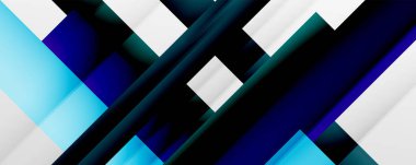 Gölge çizgileri, modern formlar, dikdörtgenler, kareler ve akışkan eğimlere sahip geometrik soyut arkaplanlar. Parlak renkli çizgiler serin arkaplanlar