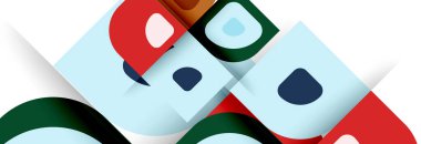 Soyut yuvarlak şekiller ve gölge efektleri tekrarlanan vektör modern geometrik arkaplan kümesi