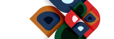 Soyut yuvarlak şekiller ve gölge efektleri tekrarlanan vektör modern geometrik arkaplan kümesi