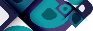 Soyut yuvarlak şekiller ve gölge efektleri tekrarlanan vektör modern geometrik arkaplan kümesi