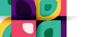 Soyut yuvarlak şekiller ve gölge efektleri tekrarlanan vektör modern geometrik arkaplan kümesi