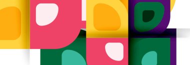 Soyut yuvarlak şekiller ve gölge efektleri tekrarlanan vektör modern geometrik arkaplan kümesi