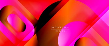 Çizgiler ve modern formlarla vektör geometrik arkaplan. Soyut yuvarlak şekiller, gölge ve ışık efektleri ile akışkan eğimli