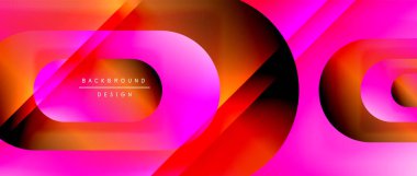 Çizgiler ve modern formlarla vektör geometrik arkaplan. Soyut yuvarlak şekiller, gölge ve ışık efektleri ile akışkan eğimli