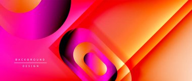 Çizgiler ve modern formlarla vektör geometrik arkaplan. Soyut yuvarlak şekiller, gölge ve ışık efektleri ile akışkan eğimli