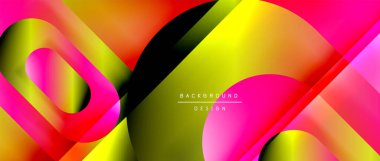 Çizgiler ve modern formlarla vektör geometrik arkaplan. Soyut yuvarlak şekiller, gölge ve ışık efektleri ile akışkan eğimli