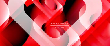 Çizgiler ve modern formlarla vektör geometrik arkaplan. Soyut yuvarlak şekiller, gölge ve ışık efektleri ile akışkan eğimli