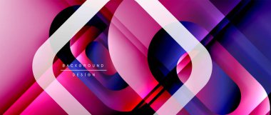 Çizgiler ve modern formlarla vektör geometrik arkaplan. Soyut yuvarlak şekiller, gölge ve ışık efektleri ile akışkan eğimli