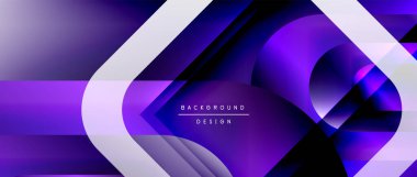 Çizgiler ve modern formlarla vektör geometrik arkaplan. Soyut yuvarlak şekiller, gölge ve ışık efektleri ile akışkan eğimli