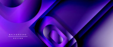 Çizgiler ve modern formlarla vektör geometrik arkaplan. Soyut yuvarlak şekiller, gölge ve ışık efektleri ile akışkan eğimli