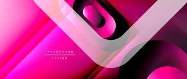 Çizgiler ve modern formlarla vektör geometrik arkaplan. Soyut yuvarlak şekiller, gölge ve ışık efektleri ile akışkan eğimli