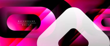 Çizgiler ve modern formlarla vektör geometrik arkaplan. Soyut yuvarlak şekiller, gölge ve ışık efektleri ile akışkan eğimli