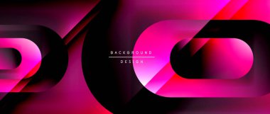 Çizgiler ve modern formlarla vektör geometrik arkaplan. Soyut yuvarlak şekiller, gölge ve ışık efektleri ile akışkan eğimli