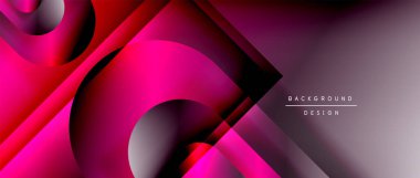 Çizgiler ve modern formlarla vektör geometrik arkaplan. Soyut yuvarlak şekiller, gölge ve ışık efektleri ile akışkan eğimli