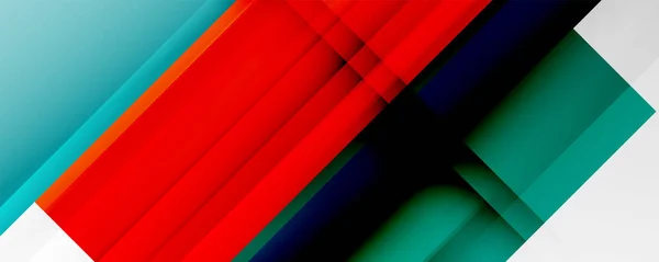 Sfondi geometrici astratti con linee d'ombra, forme moderne, rettangoli, quadrati e gradienti fluidi. Luminose strisce colorate fondali freddi — Vettoriale Stock