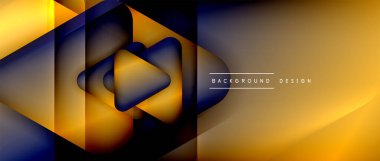 Üçgen geometrik soyut arkaplanı şekillendirir. Üç boyutlu gölge efektleri ve sıvı eğimleri. Metin mesajınız için modern üstüste bindirme formları duvar kağıdı