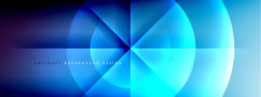 Vektör soyut arkaplan - gölgeler ve ışık efektleri ile sıvı gradyanı üzerinde daire ve çapraz çapraz. Metin için tekno ya da ticari parlak tasarım şablonları