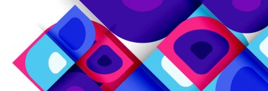 Soyut yuvarlak şekiller ve gölge efektleri tekrarlanan vektör modern geometrik arkaplan kümesi