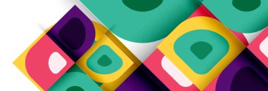 Soyut yuvarlak şekiller ve gölge efektleri tekrarlanan vektör modern geometrik arkaplan kümesi