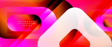 Çizgiler ve modern formlarla vektör geometrik arkaplan. Soyut yuvarlak şekiller, gölge ve ışık efektleri ile akışkan eğimli