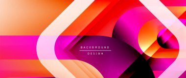 Çizgiler ve modern formlarla vektör geometrik arkaplan. Soyut yuvarlak şekiller, gölge ve ışık efektleri ile akışkan eğimli