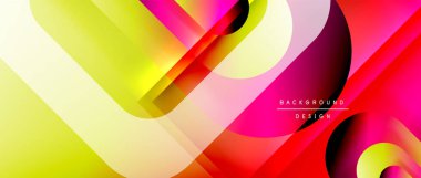 Çizgiler ve modern formlarla vektör geometrik arkaplan. Soyut yuvarlak şekiller, gölge ve ışık efektleri ile akışkan eğimli