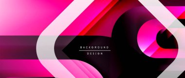 Çizgiler ve modern formlarla vektör geometrik arkaplan. Soyut yuvarlak şekiller, gölge ve ışık efektleri ile akışkan eğimli