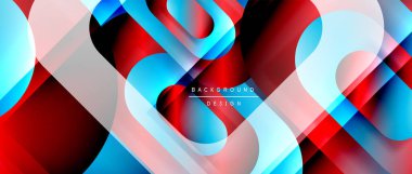 Çizgiler ve modern formlarla vektör geometrik arkaplan. Soyut yuvarlak şekiller, gölge ve ışık efektleri ile akışkan eğimli