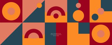 Neo memphis geometrik deseni daireler, kareler ve çizgilerle. Kapaklar, afişler, el ilanları ve posterler ve diğer şablonlar için pop sanatları soyut arka plan