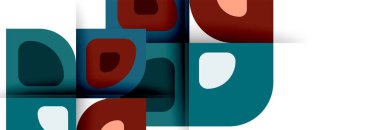 Soyut yuvarlak şekiller ve gölge efektleri tekrarlanan vektör modern geometrik arkaplan kümesi