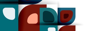 Soyut yuvarlak şekiller ve gölge efektleri tekrarlanan vektör modern geometrik arkaplan kümesi