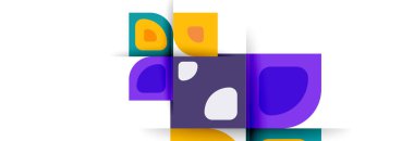 Soyut yuvarlak şekiller ve gölge efektleri tekrarlanan vektör modern geometrik arkaplan kümesi