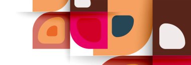 Soyut yuvarlak şekiller ve gölge efektleri tekrarlanan vektör modern geometrik arkaplan kümesi