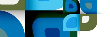 Soyut yuvarlak şekiller ve gölge efektleri tekrarlanan vektör modern geometrik arkaplan kümesi