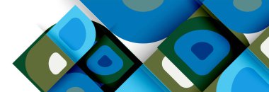 Soyut yuvarlak şekiller ve gölge efektleri tekrarlanan vektör modern geometrik arkaplan kümesi