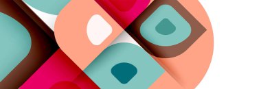 Soyut yuvarlak şekiller ve gölge efektleri tekrarlanan vektör modern geometrik arkaplan kümesi