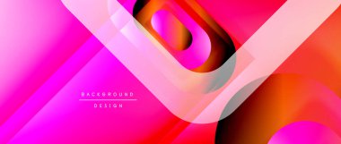 Çizgiler ve modern formlarla vektör geometrik arkaplan. Soyut yuvarlak şekiller, gölge ve ışık efektleri ile akışkan eğimli