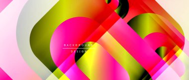 Çizgiler ve modern formlarla vektör geometrik arkaplan. Soyut yuvarlak şekiller, gölge ve ışık efektleri ile akışkan eğimli