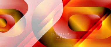 Çizgiler ve modern formlarla vektör geometrik arkaplan. Soyut yuvarlak şekiller, gölge ve ışık efektleri ile akışkan eğimli