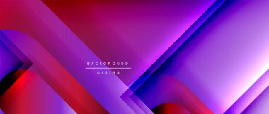 Çizgiler ve modern formlarla vektör geometrik arkaplan. Soyut yuvarlak şekiller, gölge ve ışık efektleri ile akışkan eğimli