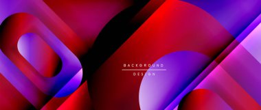 Çizgiler ve modern formlarla vektör geometrik arkaplan. Soyut yuvarlak şekiller, gölge ve ışık efektleri ile akışkan eğimli