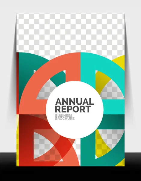 Business flyer annual report, circle and triangle shapes modern design — Stock Vector