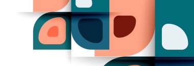 Soyut yuvarlak şekiller ve gölge efektleri tekrarlanan vektör modern geometrik arkaplan kümesi